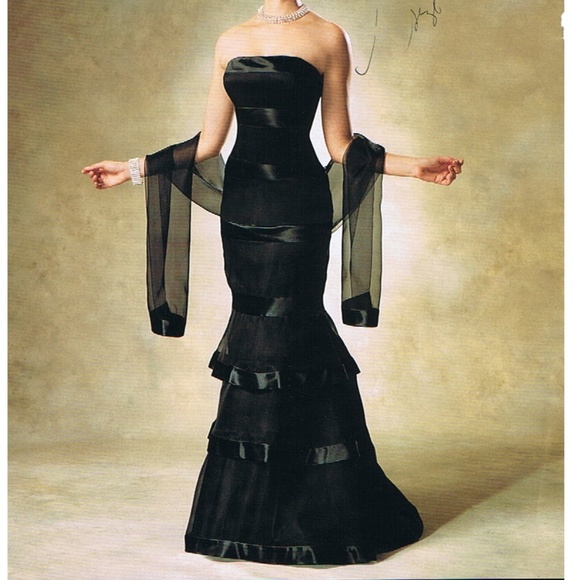 Black Silk Organza Gown W/ included Shawl - Picture 1 of 1